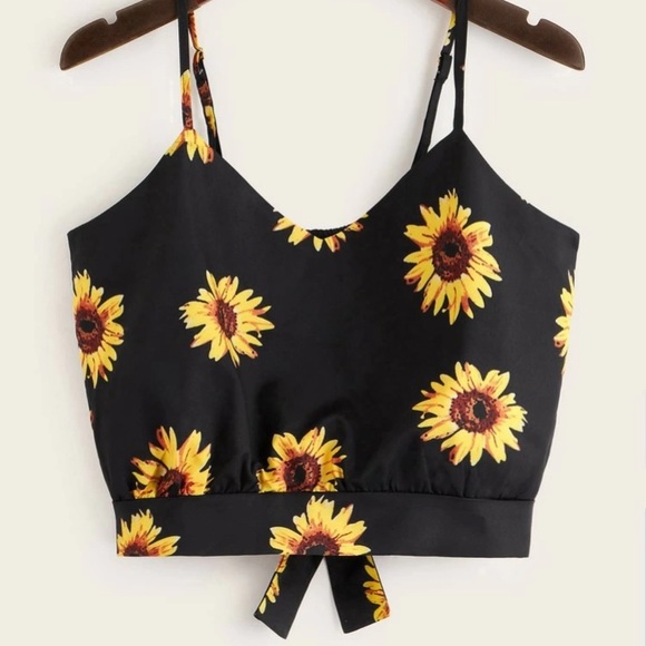 SHEIN Tops - NEW Sunflower Print Tie Back Cami Top